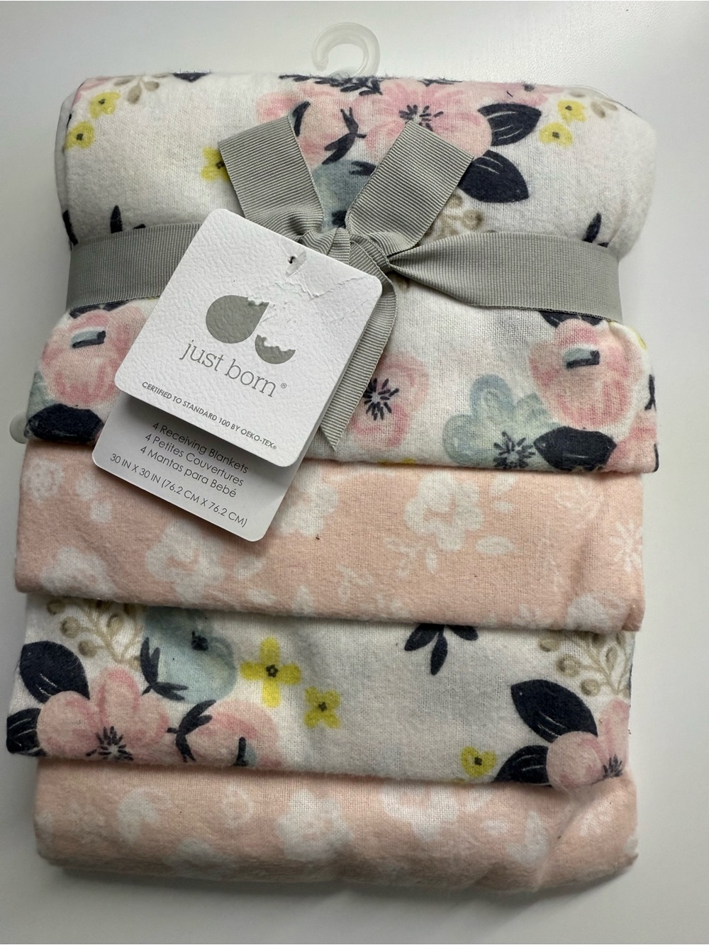 Just Born Plush Baby Blanket Set - Pink Floral